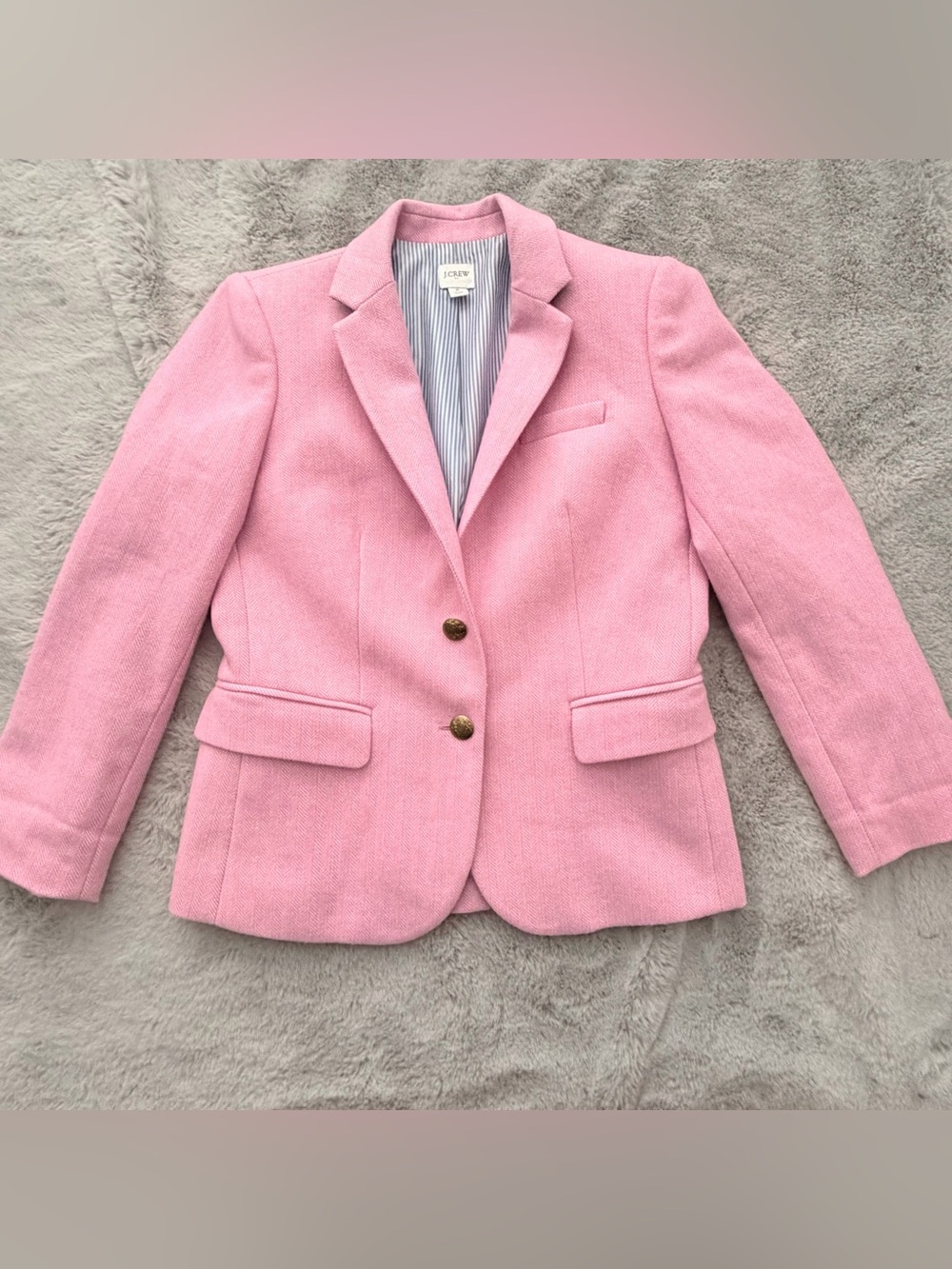 J.Crew Factory Schoolboy Blazer Pink Herringbone Wool Blend Jacket 2 Preppy - Picture 4 of 14